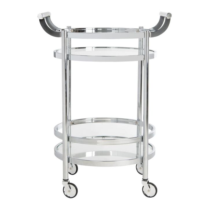 Safavieh Sienna 2 Tier Round Bar Cart, Chrome