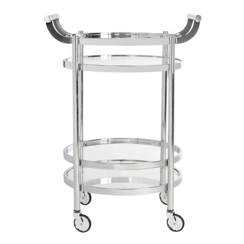 Safavieh Sienna 2 Tier Round Bar Cart, Chrome