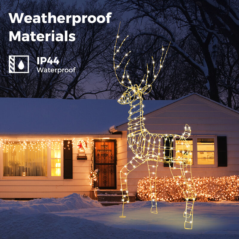 Pre-Lit Christmas Reindeer with 300 Warm White LED Lights and Zip Ties