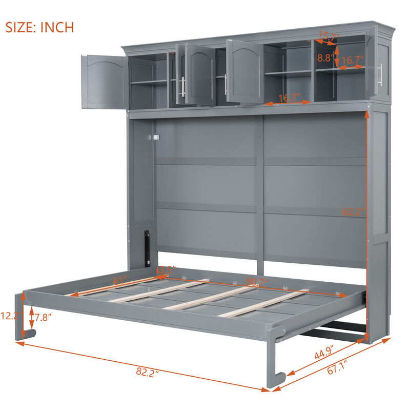 Merax Murphy Bed Wall Bed with Top Cabinets