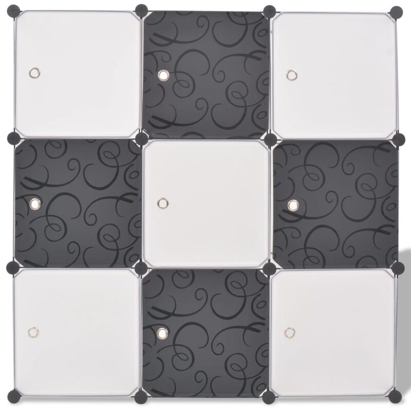 vidaXL Storage Cube Organizer with 9 Compartments Black and White