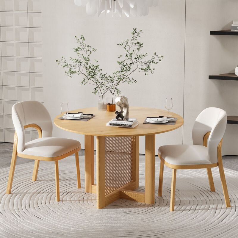 46 Cinna Modern Walnut Oak Wood Round Dining Table （Seats 4）