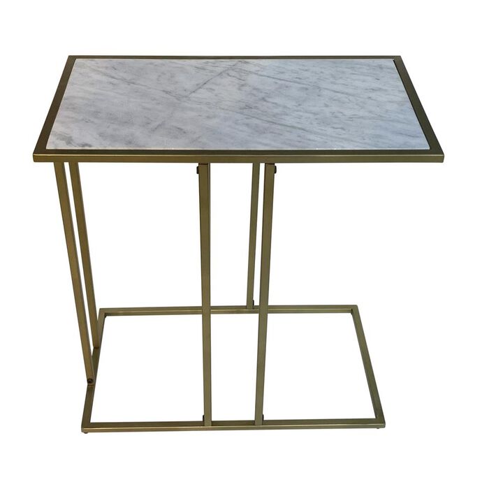 Carolina Living Serena End Table - White Marble - Industrial