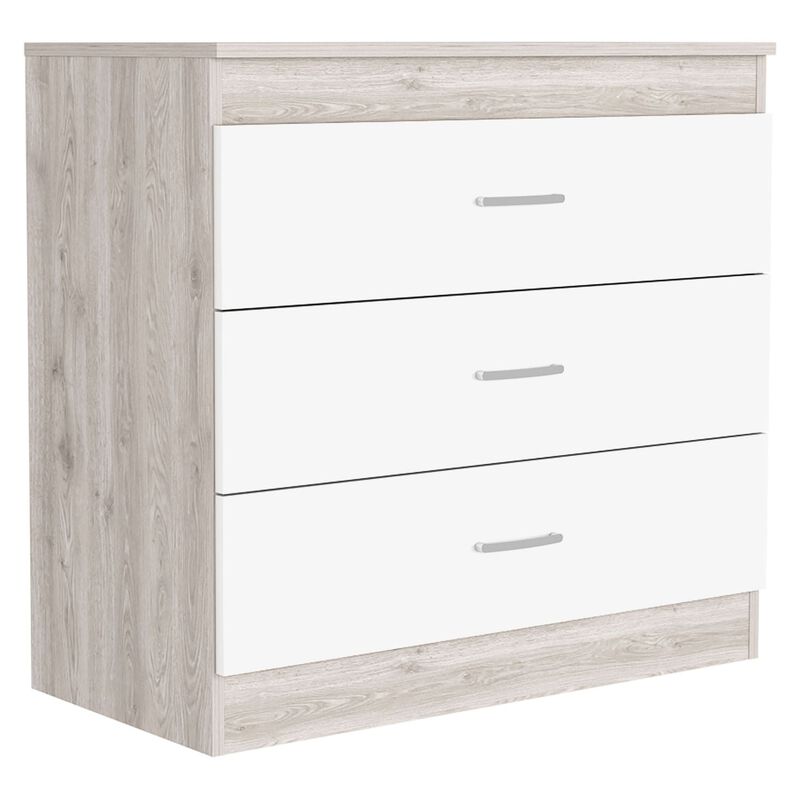 DEPOT E-SHOP Zurich Three Drawers Dresser, Metal Hardware, Superior Top