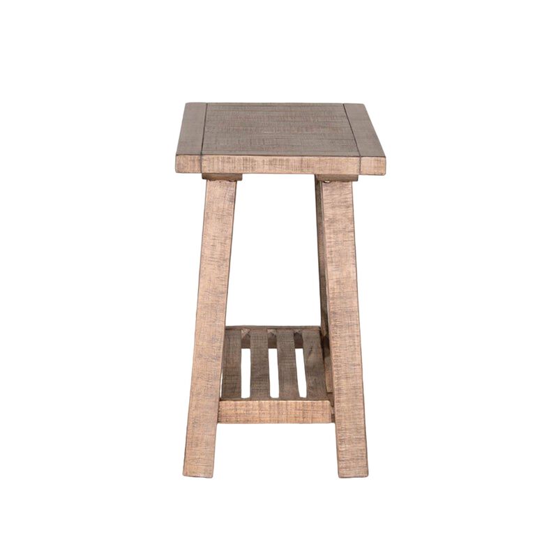 Anva Accent Chairside Table, Light Brown Mahogany, Rectangular 28 Inch - Benzara