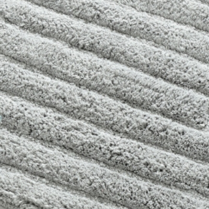 Knightsbridge Stylish And Comfortable All Season Traditional Racetrack Design Cotton Bath Rug 17" X 24" Silver