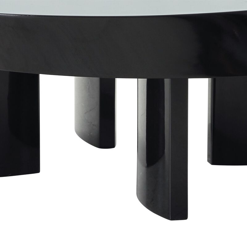 Pasargad Home Rivano Design Shiny Black Coffee Table, 43.7"W