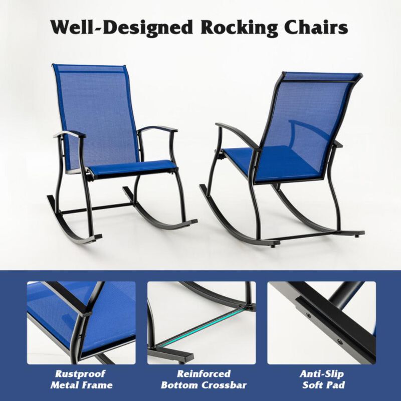Hivvago 2 Pieces Outdoor Rocking Chairs with Breathable Backrest