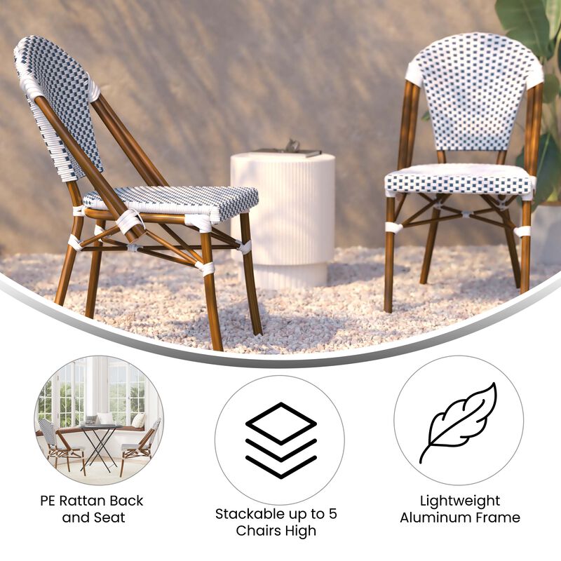 2PK White/Navy Paris Chair
