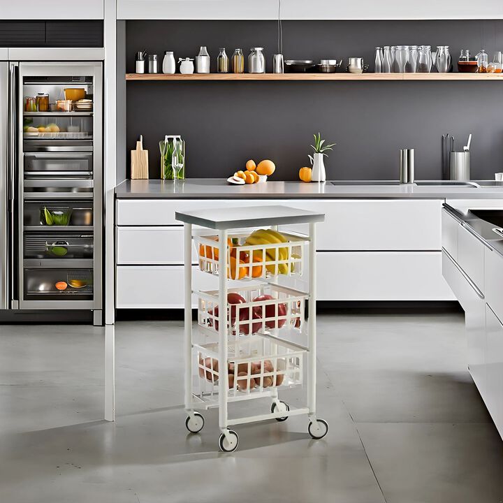 Rolling kitchen cart with Stainless Steel top, Fifty-Fifty