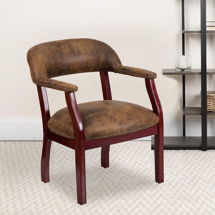 Flash Furniture Diamond Bomber Jacket Brown Luxurious Conference Chair with Accent Nail Trim