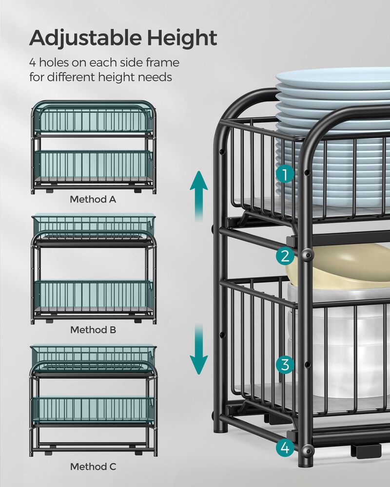 2-Tier Pull-Out Cabinet Organizer - Sliding Storage Solution