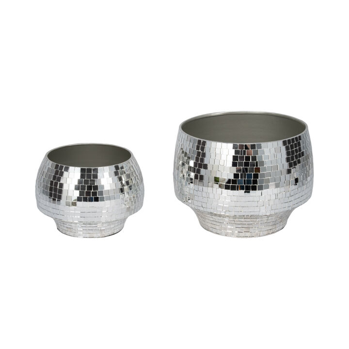 Curved Disco Mosaic Planter Set