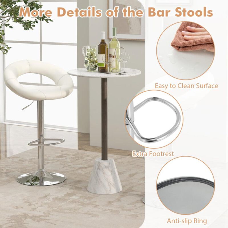 Hivvago Height Adjustable Bar Stools Set of 2 with Hollow Back and Footrest