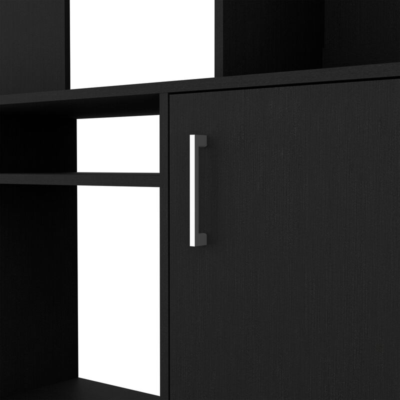 King Entertainment Center for TV�s up 78", Double Door Cabinet, Storage Spaces, Six External Shelves, Black