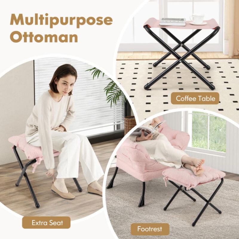 Hivvago Modern Accent Chair with Folding Footrest and Head Pillow