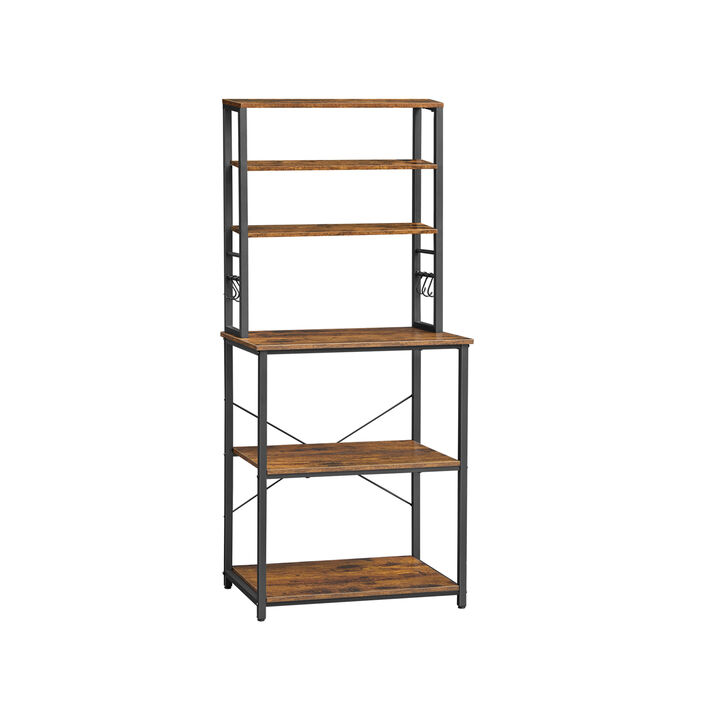 Baker's Rack with Shelves & Hooks