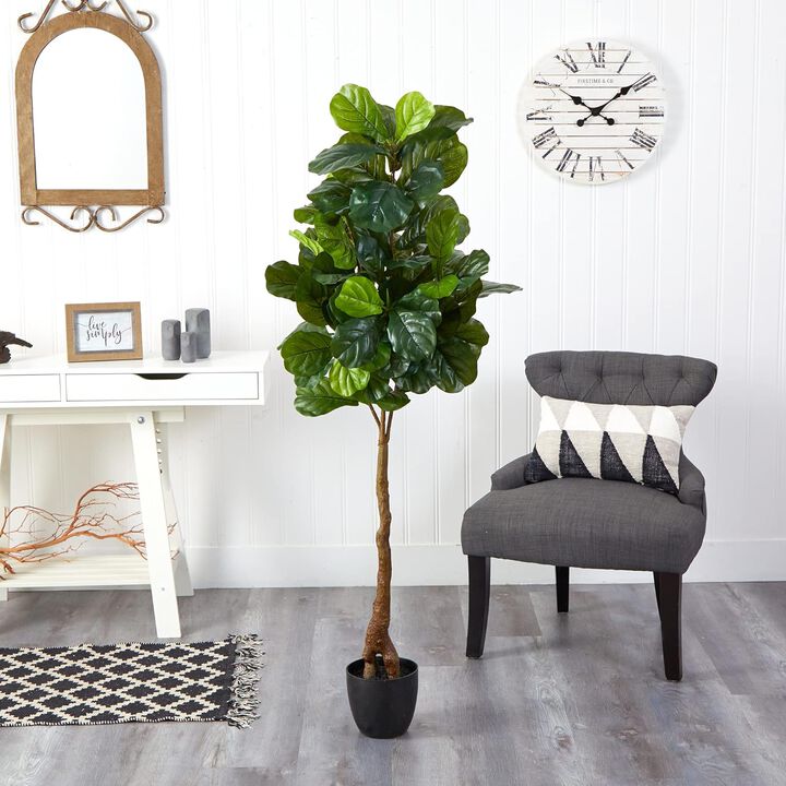 Hivvago 46 Inches Fiddle Leaf Artificial Tree (Real Touch)