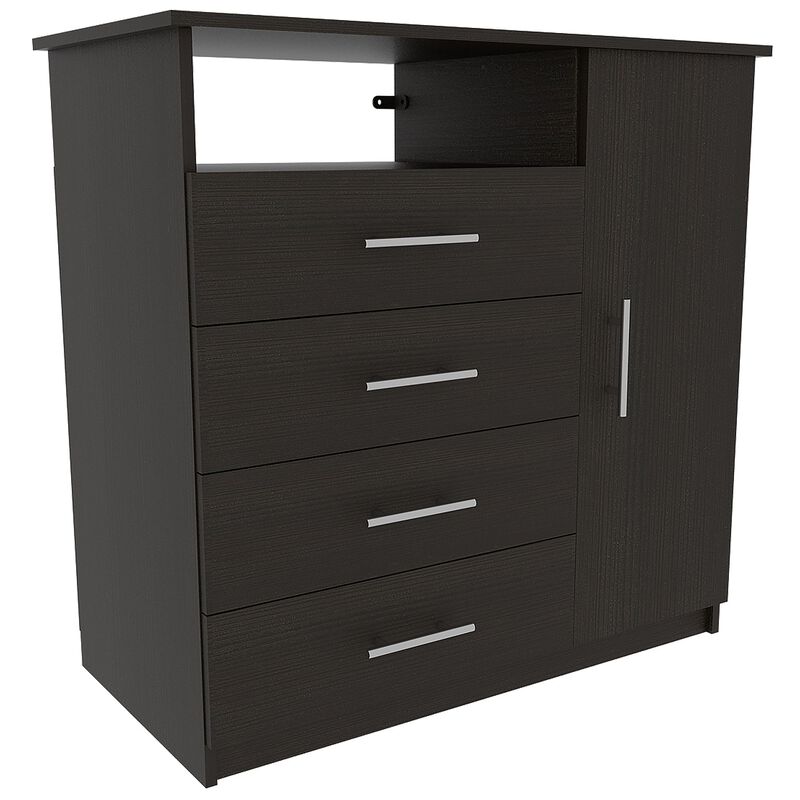 DEPOT E-SHOP Maine 2 Piece Bedroom Set, Rioja 4 Drawer Dresser + Omaha Nightstand, Black