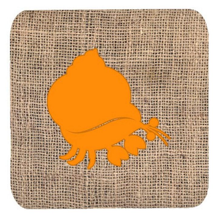 Caroline's Treasures BB1102-BL-OR-FC Hermit Crab Burlap and Orange Foam Coasters (Set of 4), 3.5 H x 3.5 W, Multicolor
