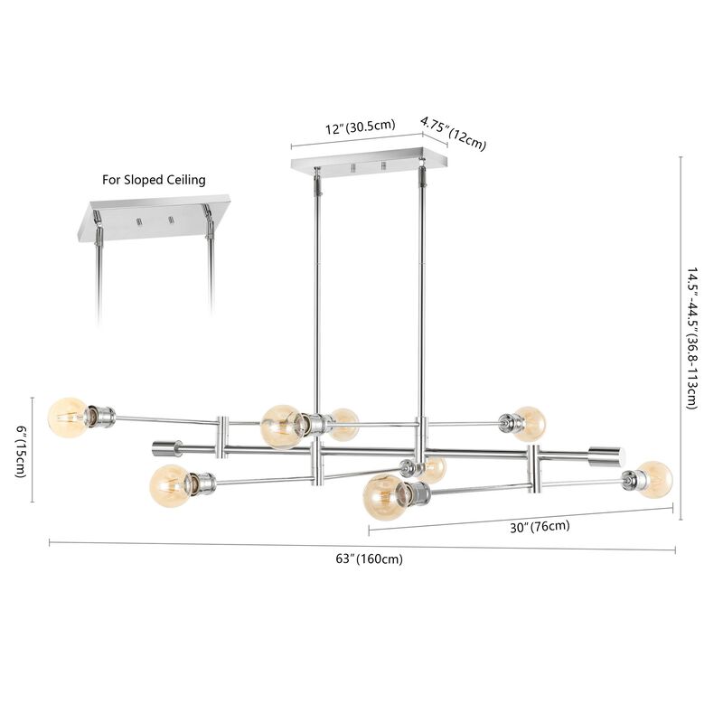 Ikon 8-Light Mid-Century Modern Arm-Adjustable Iron Linear LED Pendant