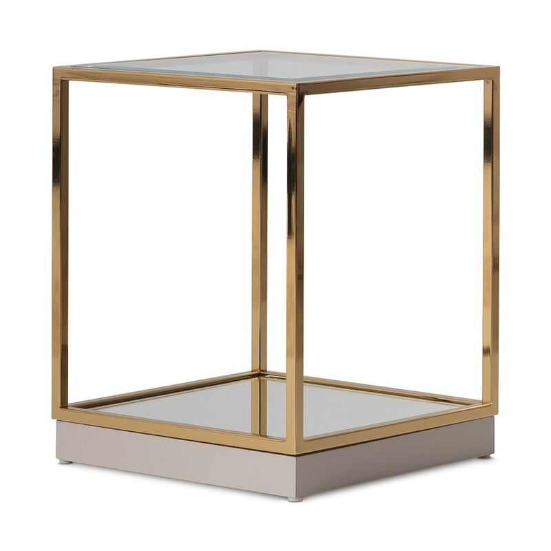 Michael Amini Savannah Breeze End Table - Bright Gold