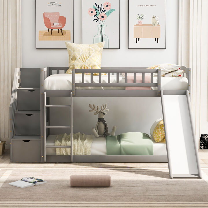 Merax Bunk Bed with 2 Drawers and Slide