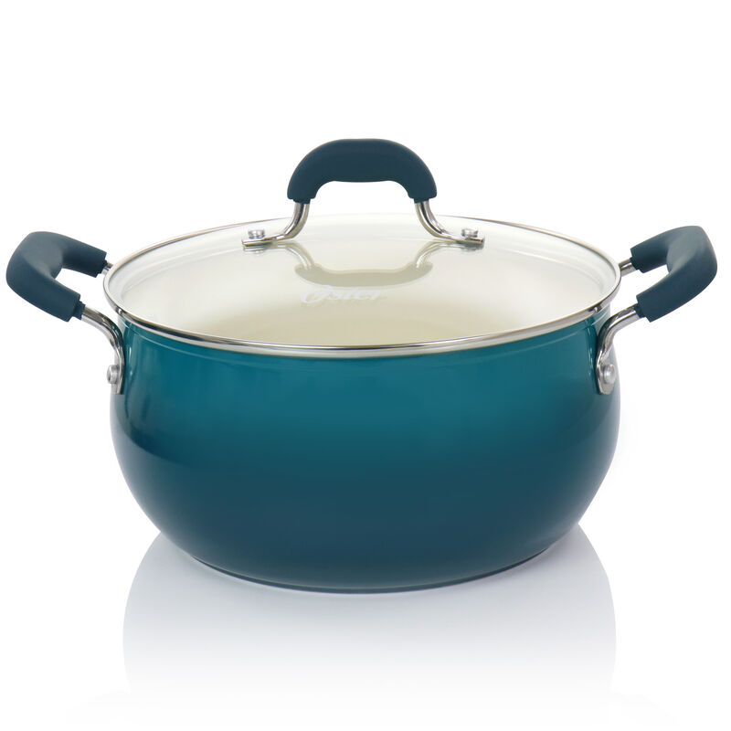 Oster Corbett 8 Piece Nonstick Aluminum Cookware Set in Teal