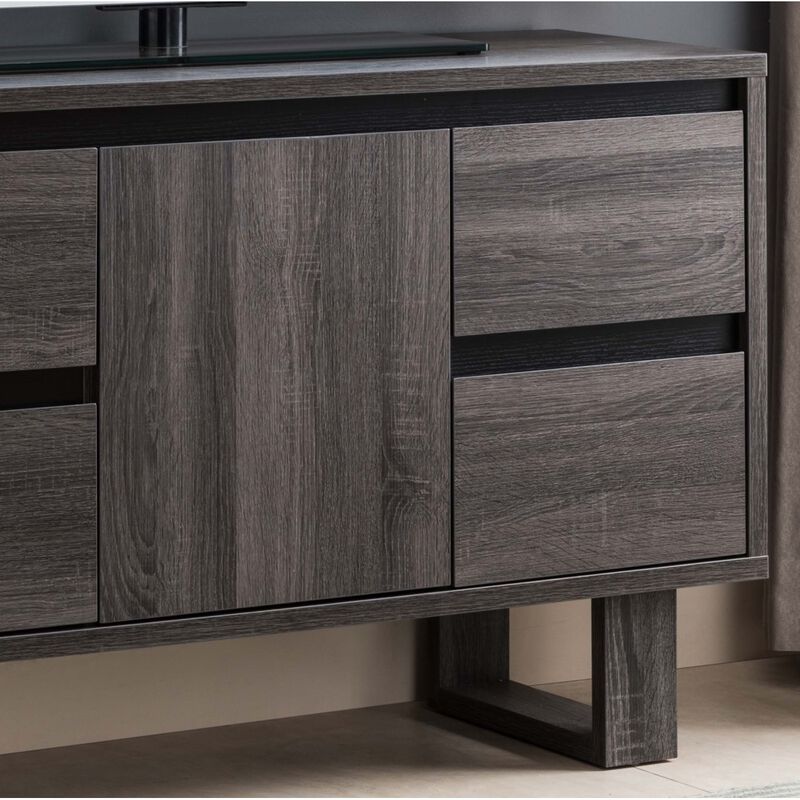 TV Stand Distressed Grey Black