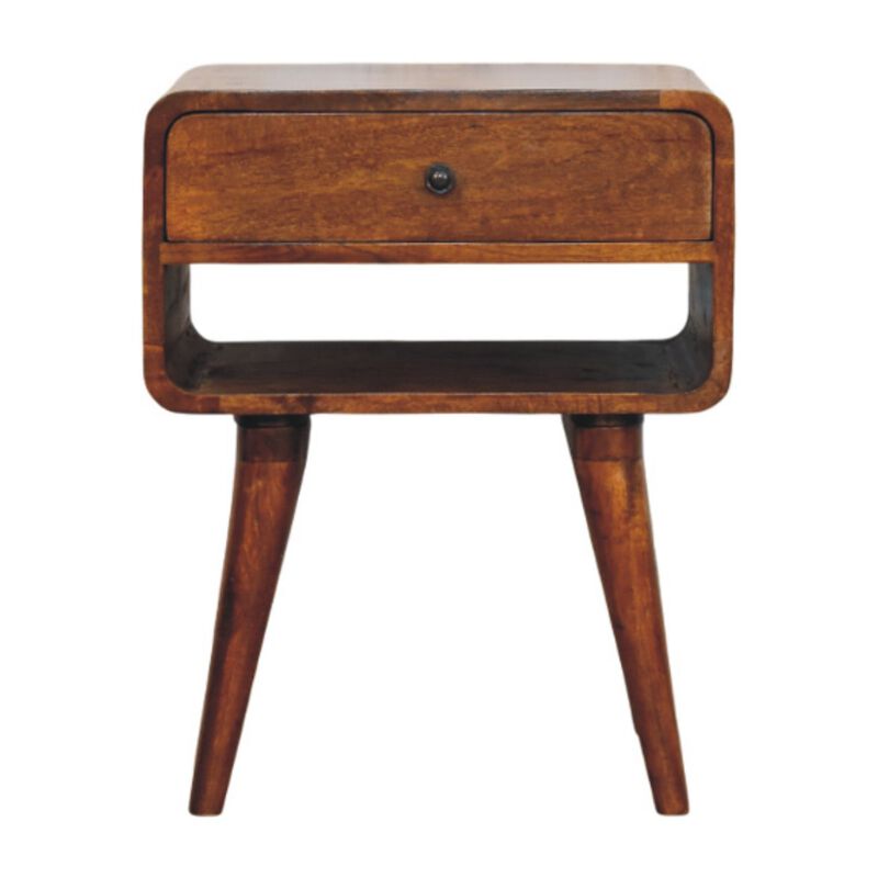 Artisan Furniture Solid Wood Avora Chestnut Nightstand with Drawer and open slot