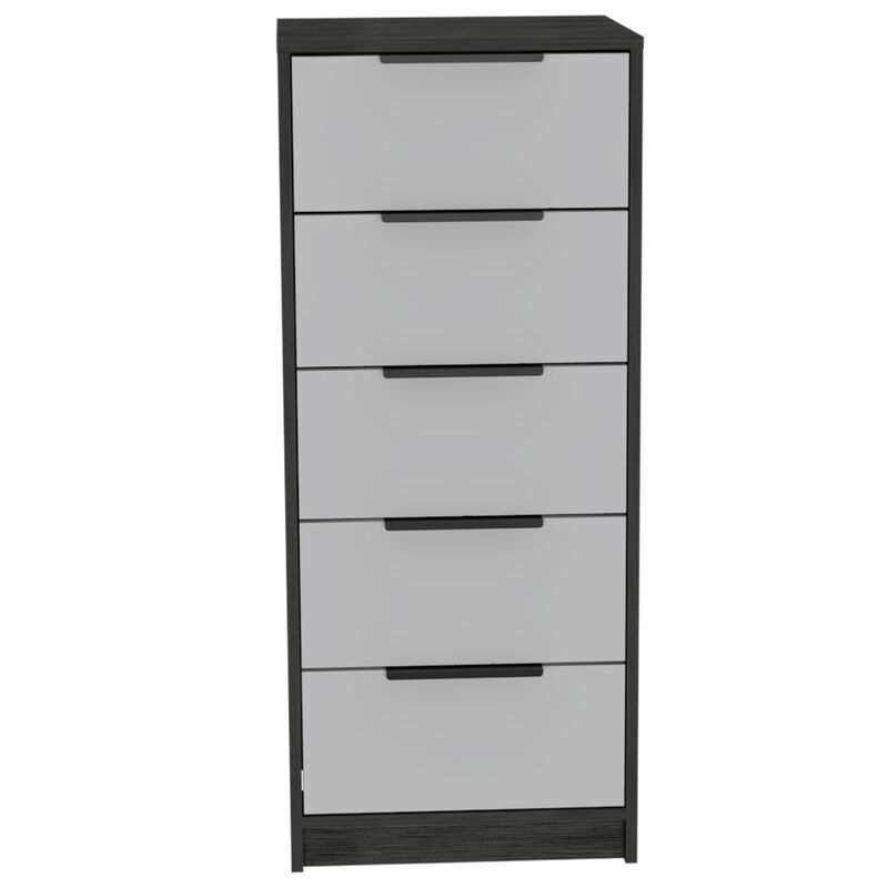 Kaia 5 Drawer Dresser, Vertical Dresser - Smokey Oak White
