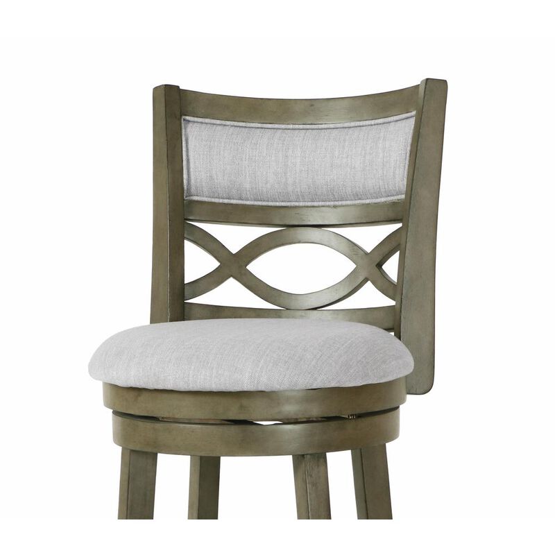 New Classic Furniture Manchester 29 Solid Wood Bar Stool with Fabric Seat in Ant Gray
