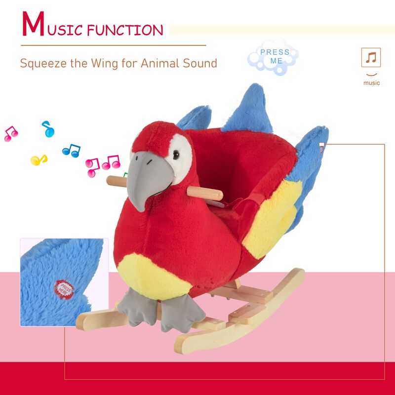Red Parrot Rocker: Musical Plush Toy for Toddlers 18-36 Months