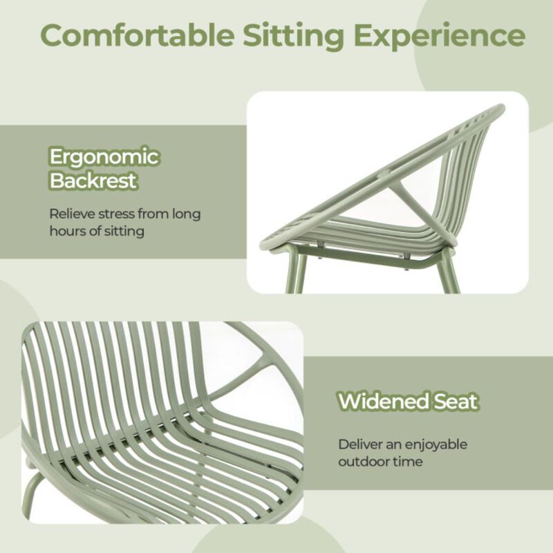 Hivvago All Weather PP Patio Conversation Set with Round Coffee table and 2 Chairs