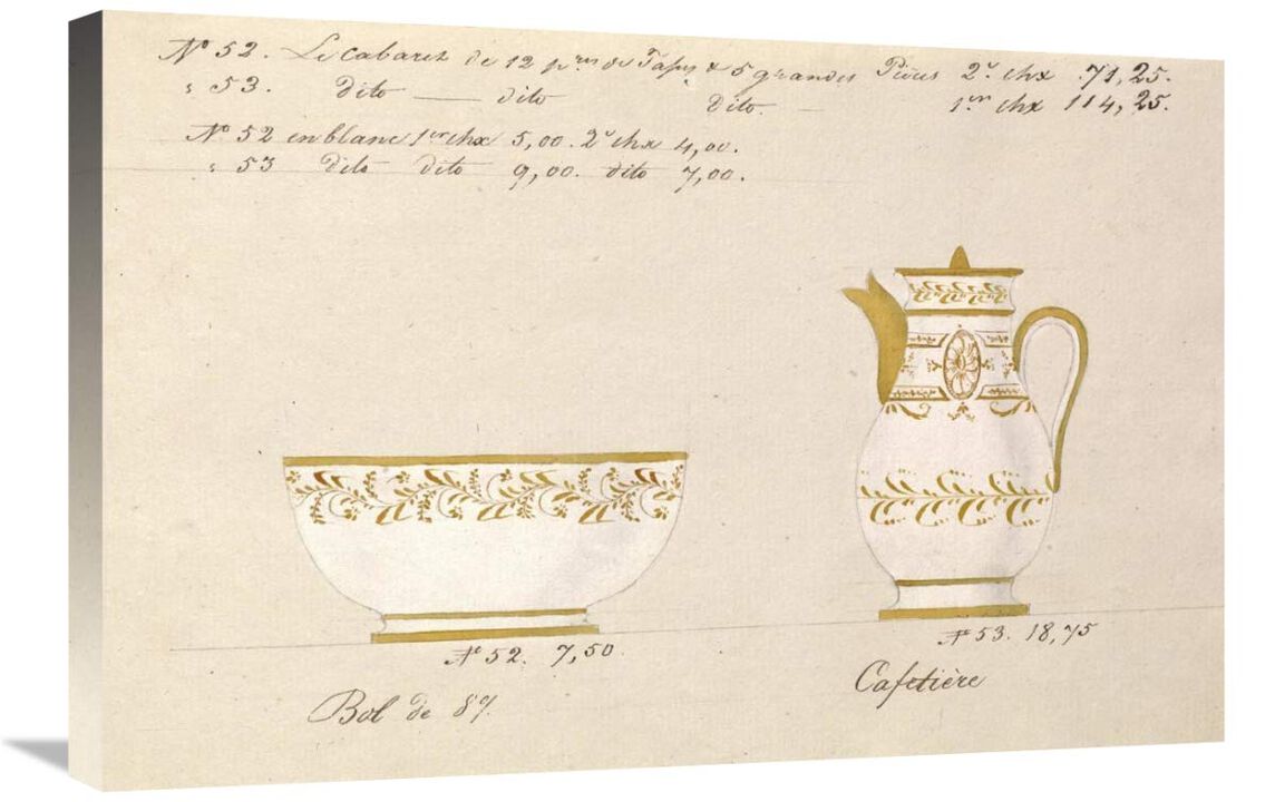 Bol et cafetire, ca. 1800-1820-Canvas Art-30x20