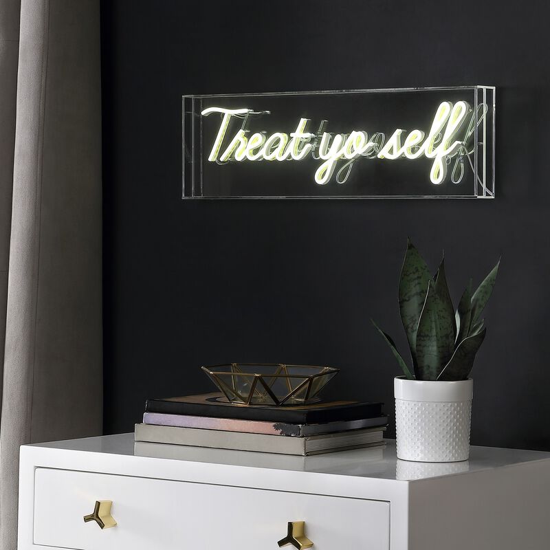 Treat Yo Self 20" Contemporary Glam Acrylic Box USB Operated LED Neon Light