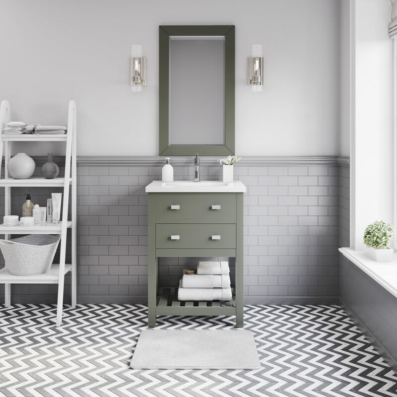 Viola 24 In. Integrated Ceramic Sink Top Vanity in Glacial Green