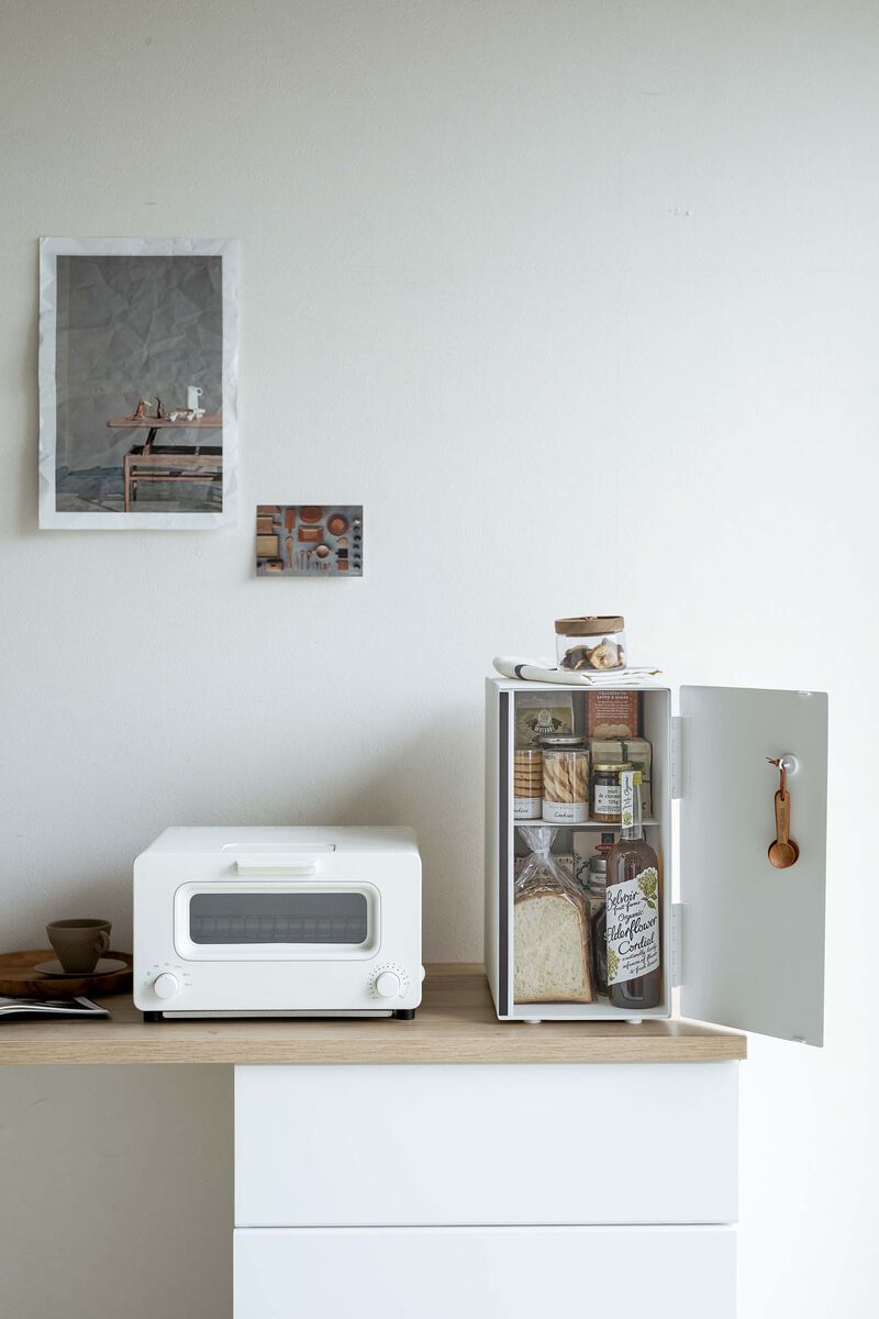 Bread Box - Tall, White & Wood
