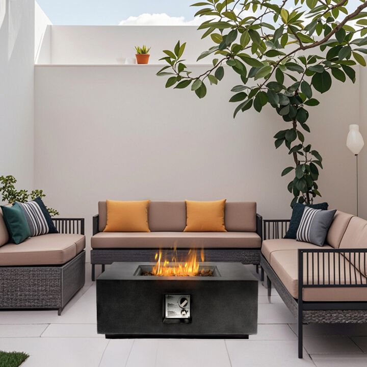 Mondawe 35" Fiberglas Fire Pit Table,50K BTU Outdoor Propane E-Ignition Waterproof Fire Table