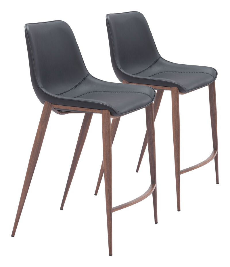 Magnus Counter Stool (Set of 2) Black & Walnut