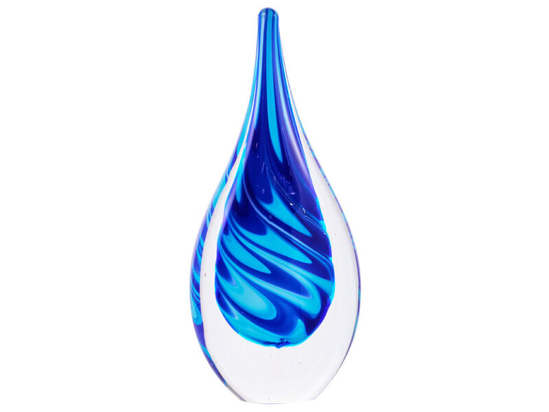 Hand Blown Swirl Wave Tear Drop Sommerso Art Glass Sculpture