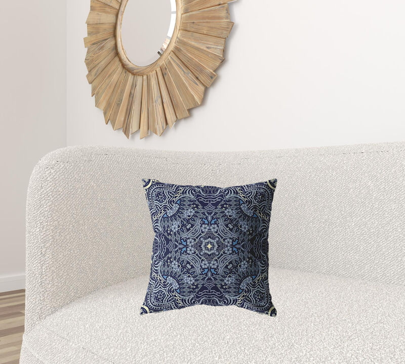Hivvago 18"Indigo Boho Ornate Zippered Suede Throw Pillow
