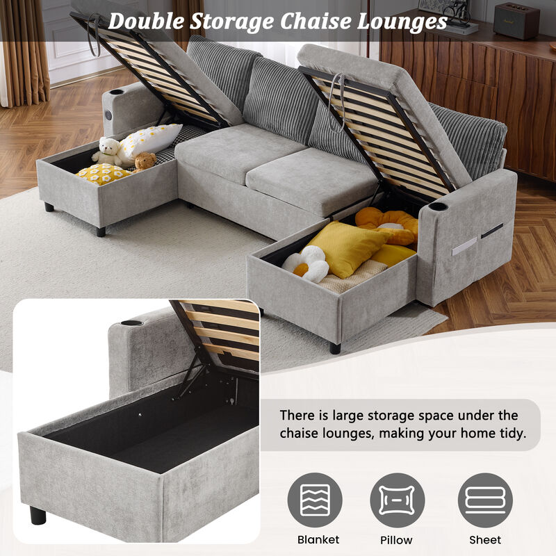 Merax Pull-out Sofa Bed with 2 Cup Holders