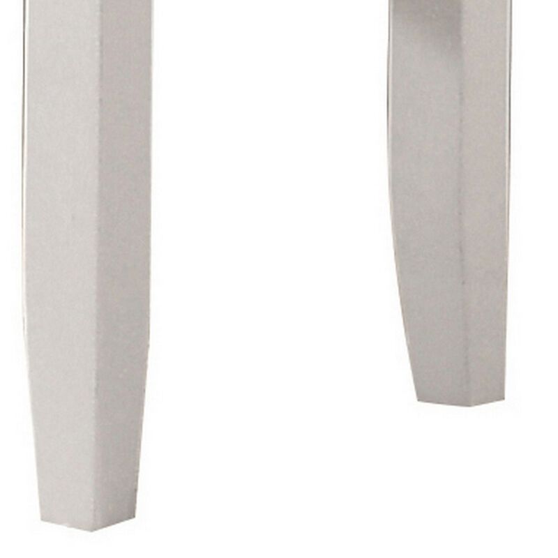 Felicity 16 Inch Upholstered Vanity Stool, Padded Seat, Glossy White - Benzara