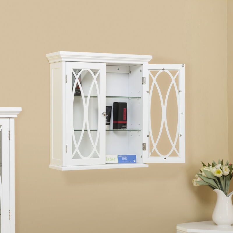 Teamson Home Florence 2 Door Removable Wooden Wall Cabinet- White