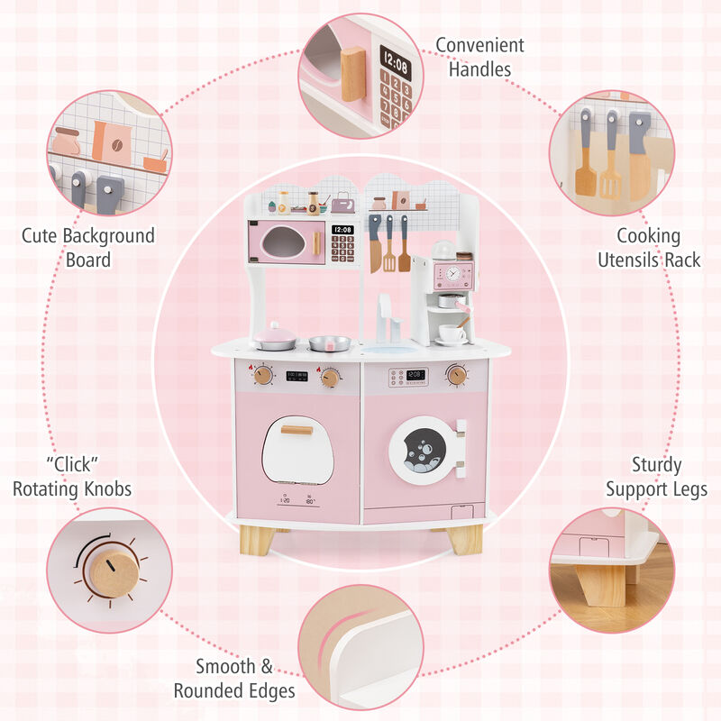 Kids Kitchen Playset with Coffee Maker Pretend Play Toy for Kids