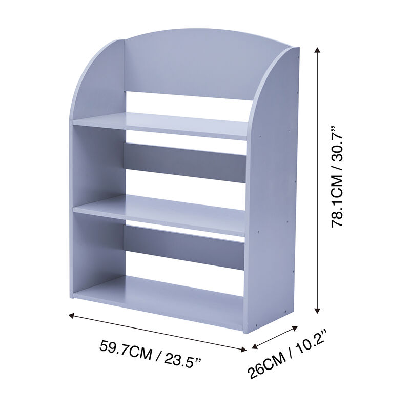 Fantasy Fields - Plain Kids  3  Shelf Bookcase - Grey
