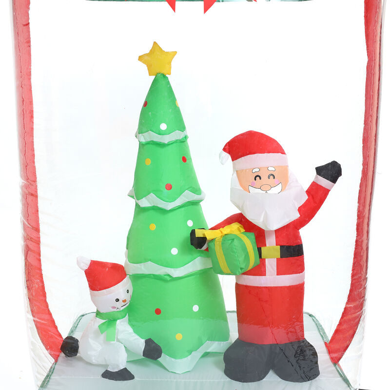 LuxenHome 6Ft Holiday Santa Display Present Inflatable with Lights