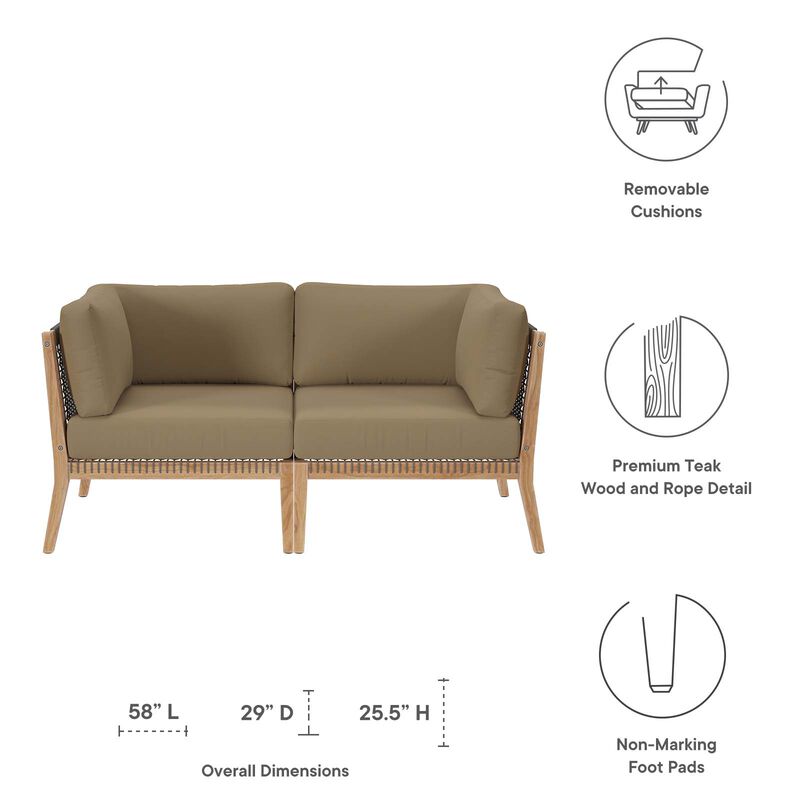 Modway - Clearwater Outdoor Patio Teak Wood Loveseat