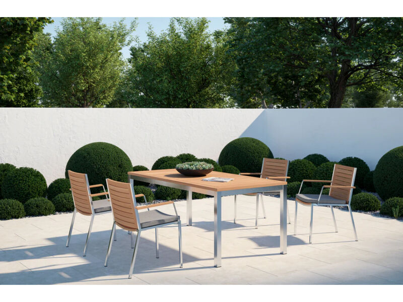 Monterey 4 Seater Dining Set with 72 in. Table - Aluminum and Teak